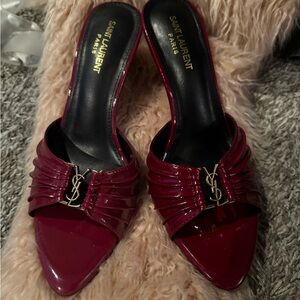 Saint Laurent Women's Berry/ Maroon Red Mules